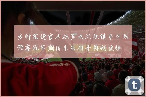 多特蒙德官方祝贺武汉联镇夺中冠预赛冠军期待未来携手再创佳绩